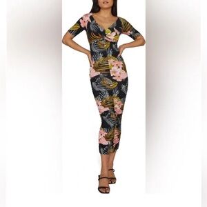 Favorite Daughter The Bad Decisions V-Neck Body-Con Hawaiian Dress Size XS